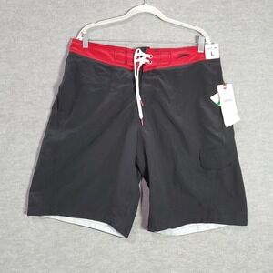 Speedo Men‎ Swimwear Large Red Trunks Pockets Speedry High Rise 10" Inseam NWT